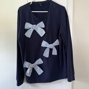 Navy Halogen sweater with light blue and white bows size L